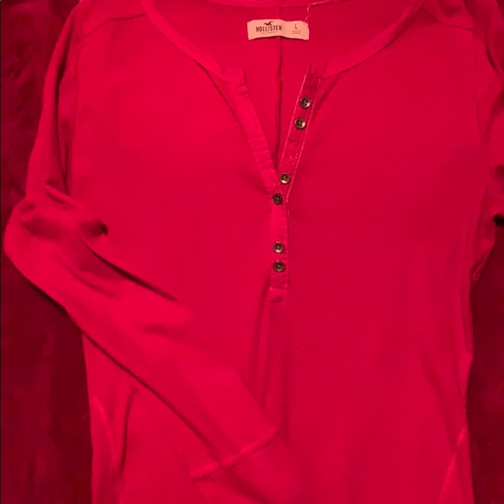 Hollister red long sleeve shirt